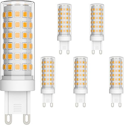 Klighten 6 Stück G9 LED Lampe 9W 700 Lumen 3000K, Nicht Dimmbar | 360° Abstrahlwinkel, Ersatz 70W Halogenlampe, G9 LED Leuchtmittel für Kronleuchter, Wandleuchte, Deckenleuchte