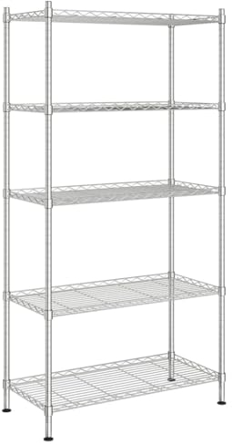 vidaXL Förvaringshylla med 5 hyllplan 90x35x180 cm krom 250 kg, förvaringshyllor, garagehylla, industriell hylla, lagerhyllor, garagehyllor