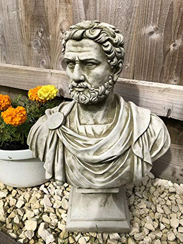 Statue de buste romain en pierre reconstituée | Béton vintage Décoration d'extérieur classique Ornement de jardin