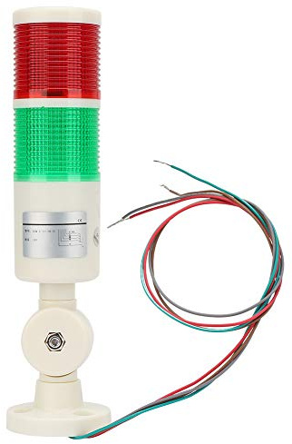 Indicador LED de advertencia Rojo Verde Luz de señal de advertencia Lámpara de baliza 24 V con sonido de zumbador