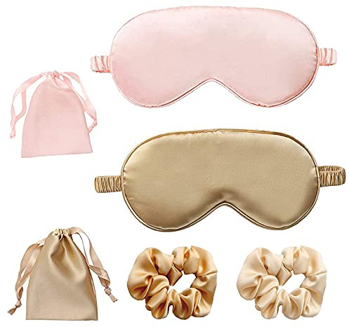 2 stycken silkessömn ögonvika, sovmask för tupplur, meditation, smidig sovmask, lätt ögonmask för alla hjärtans gåva, män och kvinnor, nattsömn, resor, tupplur, flyg