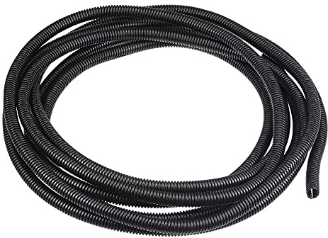 sourcing map 5 M 9 x 12 mm PP Split Corrugated Conduit Tube for Garden,Office Black
