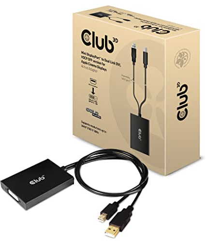 Club 3D Mini DP a Dual Link DVI Adattatore Attivo, Versione HDCP off per Apple Cinema Displays 7995021001