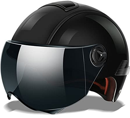 Casques Vintage à Face Ouverte, Rétro Casquette de Baseball Demi Coque Casque Jet avec Visiere ECE Homologué Demi-Casque de Moto pour Cruiser Chopper Scooter(56-64cm) (Color : S)
