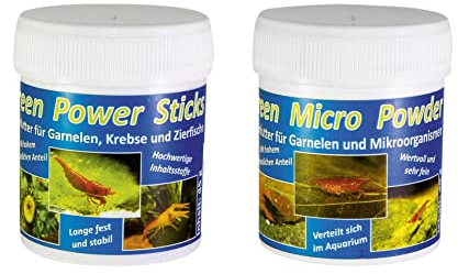 Futter Set Green Micro Powder und Green Power Sticks - für Fische, Garnelen und Urzeitkrebse