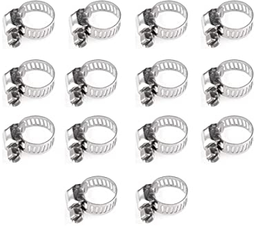 Fascette stringitubo da 14 pezzi in inox 304，fascette metalliche, Fascetta stringitubo regolabile，adatto per tubi di diametro 6-12 mm（6-12mm）