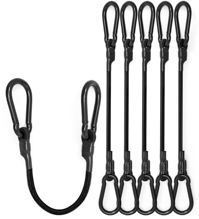 8 Pcs 12 Inch Heavy Duty Carabiner Bungee Cord Outdoor with 190 Lbs Max Break Strength, Black Bungee Straps with Upgraded Carabiner Hooks for Luggage Rack, Cargo, Hand Carts, Bike, Camping, etc