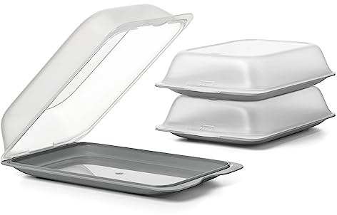 TATAY Aufschnittboxen für Kühlschrank | 3er Set Maxi | Frischhaltedosen mit Deckel, Stapelbar | Geeignet für Gefrierschrank, Mikrowelle und Spülmaschine | BPA-frei, 17x6,2x25,2 cm, Grau