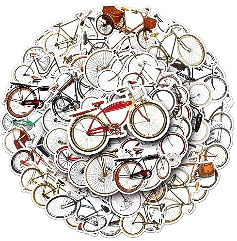 Retro-Fahrrad Aufkleber für Laptop (50 PCS),Geschenk für Kinder Jugendliche Erwachsene Jungen,Retro-Fahrrad Stickers Wasserdicht Vinyl Aufkleber für Scrapbook,Skateboard,Auto,Gepäck