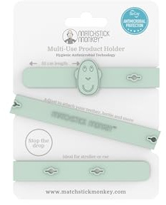 Matchstick Monkey Spielzeug Schnullerkette für Beißring, Spielzeug, Trinkbecher - Halteriemen zur Befestigung an Kinderwagen, Autositz oder Hochstuhl - Länge 55cm - Silikon mintgrün