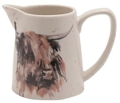 Widdop Ceramic Mini Jug - Highland Cow with Speckled Effect by Meg Hawkins - Lovely Gift Idea