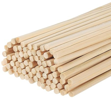 QUARKZMAN Hölzerne Dorn Stäbe 50cm/20 Rund Dorn Stab Holzstäbe 4mm/0.16 Bambus Stick für Kunst Handwerk Foto Stand Requisiten Basteln Gebäude Modell 200 Pack