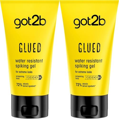 Schwarzkopf got2b Glued Spiking Glue Hair Gel, Water Resistant, Strong Hold for Up to 72 Hours, 150 ml,package may vary (Pack of 2)