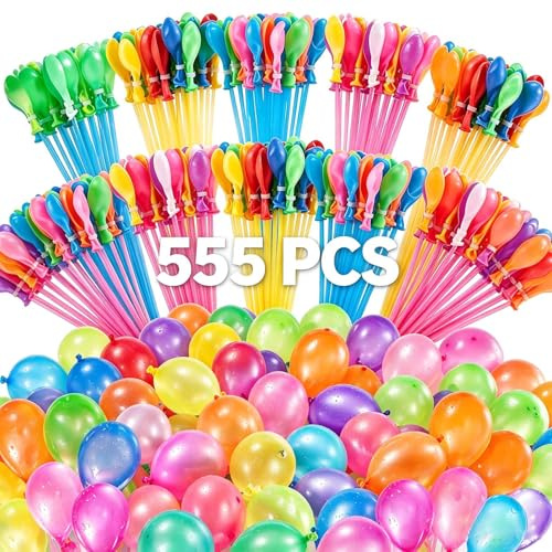 Betensh Pack of 555 Water Bombs, Colourful Water Bombs Self-Closing, 15 Bundles of 37 Water Balloons, 60 Seconds Quick Fill Water Balloons, Ideal for Summer Parties