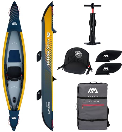 Campsup Aqua Marina kajak aufblasbar | Inflatable 1 Personen Kayak Tomahawk K-375 2023 | 375x72x25,5 cm | Technologie: Drop Stitch
