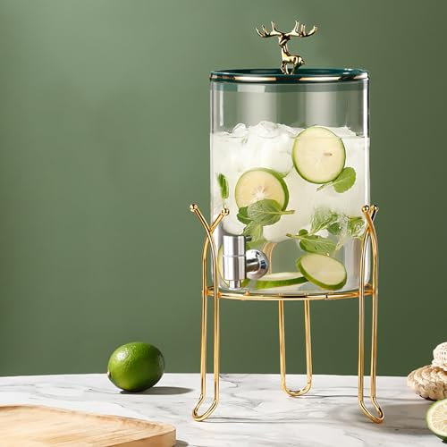 Dispenser per bevande vintage da 3/5 l - Dispenser per bevande in barattolo di vetro con rubinetto e porta punch per cocktail, resistente alle alte temperature, perfetto per feste ed eventi 3L B
