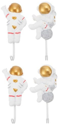 KOMBIUDA 4 Stück astronaut anschließen Astronautenhaken wiederverwendbare Stick-on-Haken küchenhaken wall hooks Kleiderbügel Häkelnadeln Aufbewahrungsverschluss für zu Hause Wohnkultur Harz