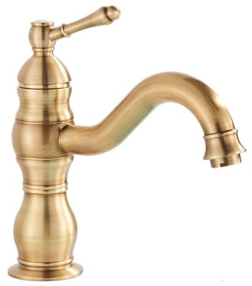 Wasserhahn Bad Waschtischarmatur Retro Antik Stil 360° Drehbar Messing Einhebel Mischbatterie Waschbecken Armatur, Badarmatur Waschtischbatterie Badezimmer, Bronze