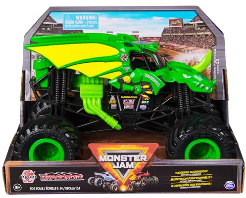 Monster Jam, Camión monstruo oficial Green Dragonoid Series 22, vehículo fundido a presión coleccionista, escala 1:24, juguetes para niños y niñas a partir de 3 años