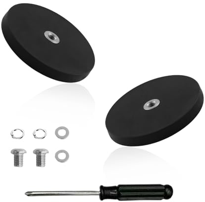 OMIGA Magnet mit Gewinde Neodym Magnet-System Gummiert Starke 2 Stücke | Magnete Ø 66mm Mit M6 Außengewinde 30 KG Haftkraft für Schrauben Öse Oder Haken Zusätzliche Spiegel den Außenbereich