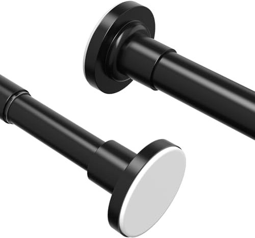 Yeabett 2 Pcs Extendable Curtain Rod, 48-119.4cm Shower Curtain Pole, Tension Rods for Curtains, No Drilling, No Slip, No Rust, Black