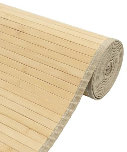 Tidyard Teppich Bambus Bambusmatte Wohnzimmerteppich Badezimmerteppich Bambusteppich rutschfest für Wohnzimmer,Läufer Küchenteppich Flurteppich Rechteckig Hell Natur 60x500 cm