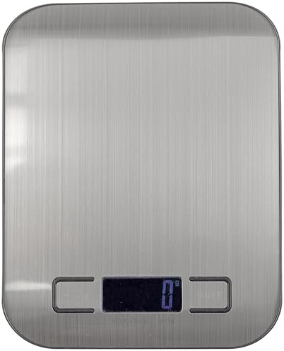 ChiliTec Küchenwaage bis 5kg, 1g genau, Digital, 18x14cm | Display, Tara Funktion, Edelstahl Oberfläche, Für Backen & Kochen
