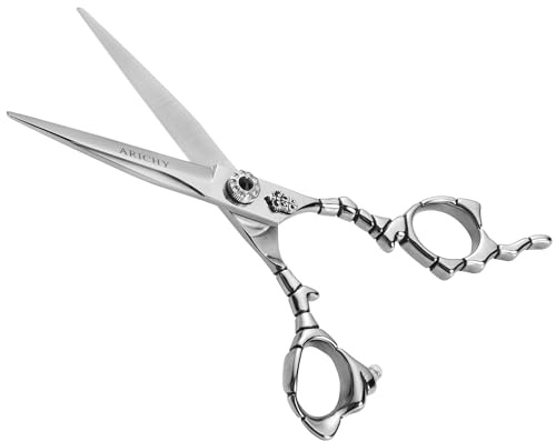 SHUNSRSW Effilierschere für Herren, 17.5 cm, Haarschere, Effilierschere, Friseurschere, aus 440C-Stahl (Retro-Flachschnitt)