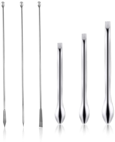 6 Stück Spatel Labor, Laborlöffel Edelstahl Mikro Löffelspatel Lab Scoop Lab Micro Reagent Scoop Probenahme Spatel Lab Spatulas für Pulver Gel Kappen Füller
