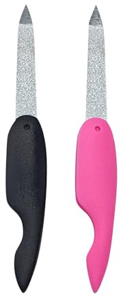 Nagelfeilen Set, 2 Stück, Faltbare Edelstahl, Doppelseitig mit Anti-Rutsch Griff, für Maniküre und Fingernägel