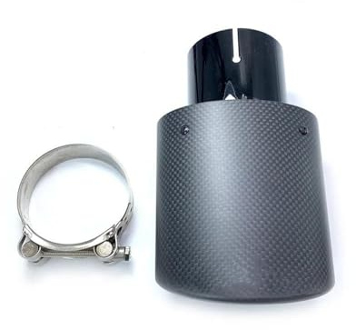 YSQIFBABD Auto Auspuff Endrohr 1 PC Oval Slanted Endrohr Matt Carbon Fiber Schwarz Edelstahl Endrohr Auto Schalldämpfer Rohr Auto Styling Auto Auspuffrohr(76-105)