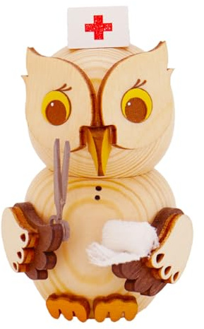 Kuhnert - Dekoration/Holzfigur - Mini Eule Krankenschwester - Größe: ca. 7cm - Made in Germany