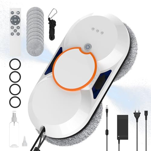 SWBSLL Robot Nettoyeur Vitre, Robot Laveur de Vitres électrique, 3 Modes de Nettoyage Automatique, 5600 Pa D'aspiration, Navigation Intelligente, Télécommandé, pour Toutes Les Surfaces Lisses