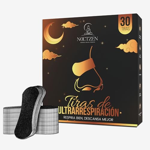 Tiras Nasales Noctzen - Deportivas y Antironquidos Premium, para dormir y respirar mejor por la nariz - Pack de 30 Tiras Para No Roncar - Tira Nasal de Ultrarrespiración