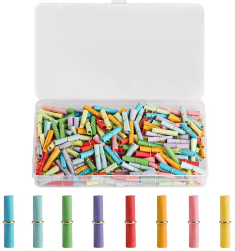 200 mini rollos de papel de pergamino, pequeños pergaminos de mensaje, papel de deseos de la suerte, coloridos rollos de deseos para escribir en botellas con anillos de metal para regalos de bricolaje