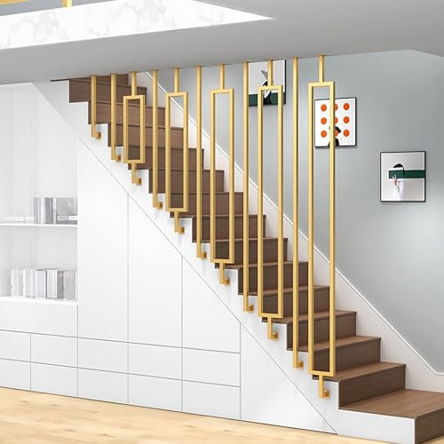Kit d'escalier d'intérieur – Balustres modernes en forme de L en fer forgé doré, balustrade de protection pour loft villa couloir, barre unique de 150 cm