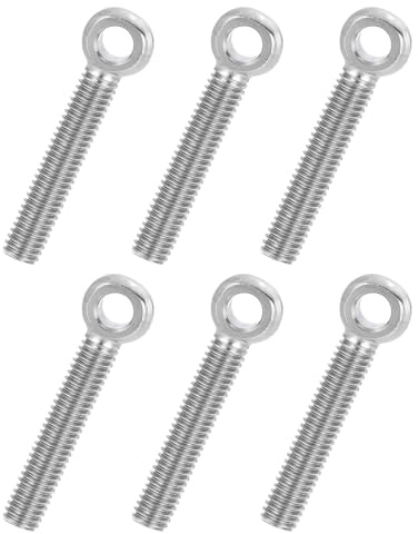 PATIKIL 6 Pcs Tornillo Ojo Giratorio Con Hombrillo M6x35mm, 304 Acero Inox Métrico Roscado Completo Ojo Pesca Agujero Deslizante Perno Aparejo Sujetadores Metálicos Tornillos, Plateado