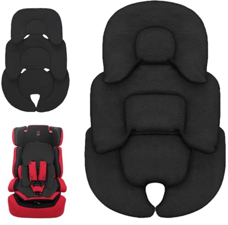 bechoanigel Universale Baby Sitzauflage,Sitzverkleinerer für Babyschale,Anti Schwitz Einlage Kindersitz mit Kopf- und Körperstütze für Babyschalen,Kinderwagen und Hochstuhl (Schwarz)