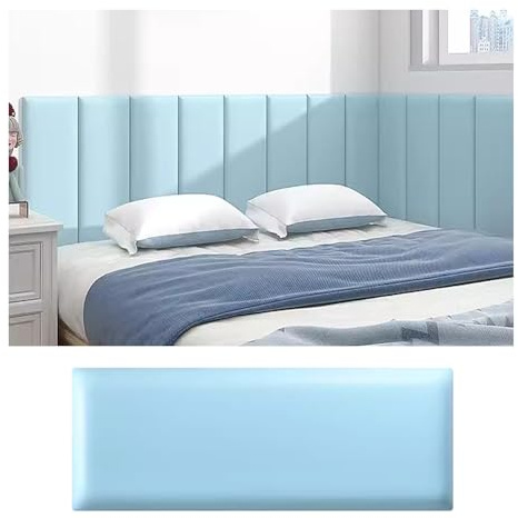 AYVADA Tête de lit autocollante, Panneau Mural rembourré imperméable, Rembourrage Mural Anti-Collision 3D, tête de lit Queen, décoration Murale pour Chambre d'enfant (Couleur : Bleu, Taille : 160 x
