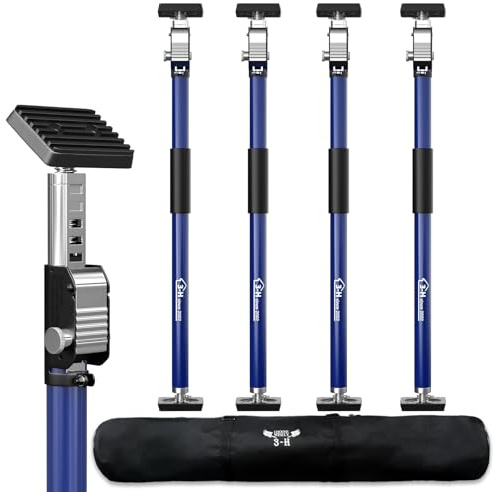 3-H 4X Türspanner Zargenspanner,Teleskopstütze 75-133cm bis 50kg,Dunkelblau | Türzargenspanner Einhandstütze, Montagestütze Höhenverstellbar Stufenlos Türspreizer bis 45°, Stahl Baustütze Teleskopstange