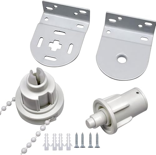 32mm Roller Blind Fittings Kit - Heavy Duty Brackets,3m Chain & Connectors for Repair - Top/Side/Face Fix,No-Drill,5kg Load - Compatible with Blackout,Kitchen,Bathroom Blinds