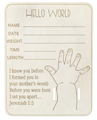 Keepsakes - Braccialetto da polso in legno con incisione per la nascita del bambino, con incisione di nome, data e nome