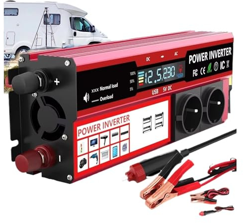 Convertitore Per Viaggi E Campeggio 4000W 3000W Inverter Di Potenza DC 12V A AC 220V 230V Trasformatore Con 4 Prese USB UE Carica Con Display LED Invertitore