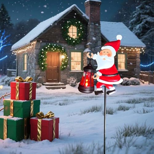 Christmas Santa Solar Kettle Lights Garden Lawn Decorative Lights, Solar Gießkanne Lichterkette Aussen, LED Außen Solarlampen Wasserdicht Gartendeko Gießkannenlicht Lichter für Garten Hofweg (A-Bunt)
