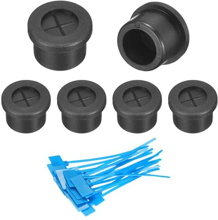 QUARKZMAN 6 Piezas De Pasa Cables, 9/16(14mm) Protector De Goma Para Mesa Con Bridas Marcadas Para Protección De Cables En Hogar Y Oficina, Negro