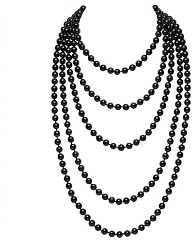 BABEYOND Art Deco imitation pärlhalsband Gatsby kostym tillbehör långt pärlhalsband, 2:a paketet, plast, imitationspärlor