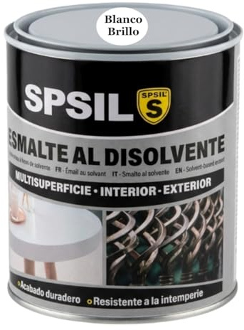 SPSIL Esmalte Sintético al Disolvente Antioxidante Blanco Brillo 750ml, Directo sobre Óxido sin Imprimación - Secado Rápido para Madera y Metal - Interior y Exterior - Alto Rendimiento 8m²/L