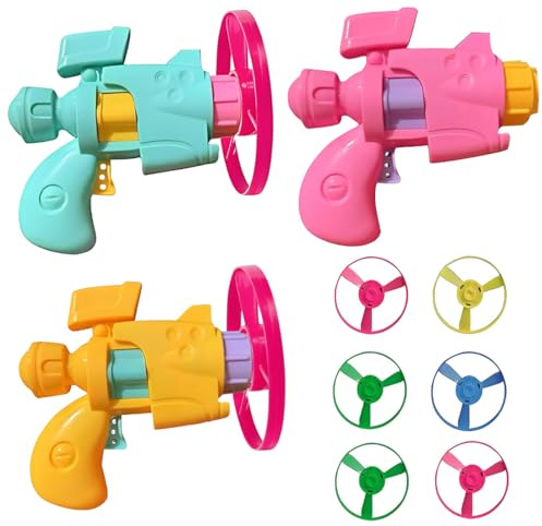 ZENQARI 1 set Juguete de Hélice para Niños, Disco Volador Manual con Lanzador, Juguete Educativo para Exteriores y Familia, Incluye 2 Discos Voladores, Multicolor, para Niños 3+ Años,Color aleatorio