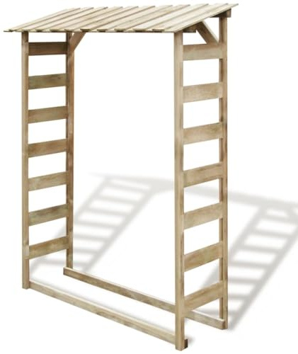 GeenYuu Abri de Stockage Bois de Chauffage en pin imprégné 150x44x176 cm avec Toit incliné, parois ventilées, Plancher surélevé pour Bois Sec, idéal Rangement extérieur Jardin, Robuste et Durable