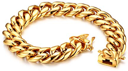 JewelryWe Schmuck Herren Armband Edelstahl Panzerkette Armband schwer Glieder Link Kettenarmband 21CM Armkette Armreif, 5 Farben wählbar